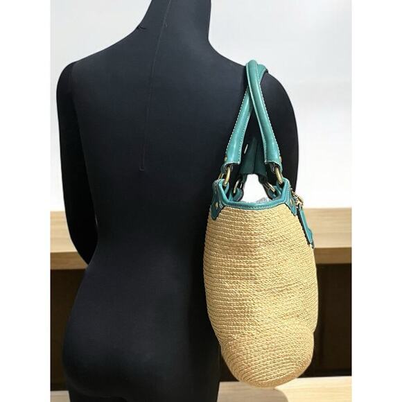 Y2K Coach F13373 Bleecker Straw Tote Bag & Wristlet - Picture 12 of 15